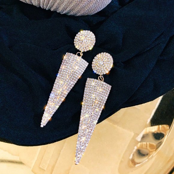 Full Rhinestone Crystal Earrings - Picture 3 of 6